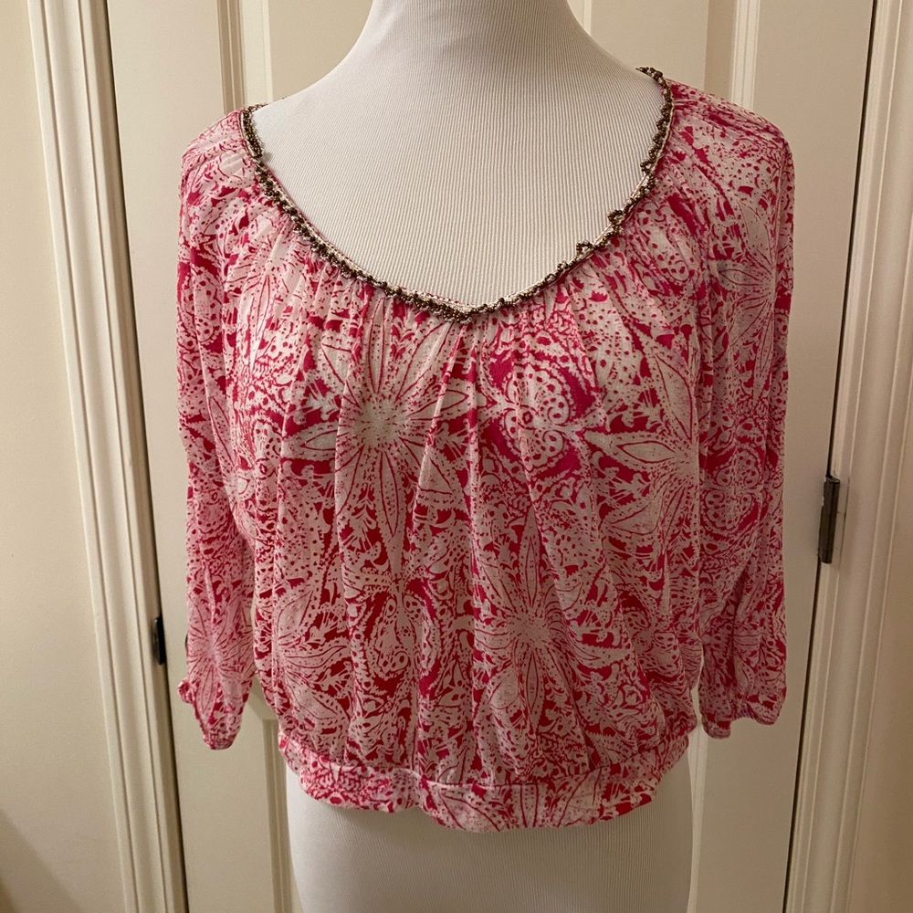 Free people 3/4 sleeve top pink